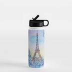 Snowy Parisian Christmas Watercolor Water Bottle Gallery Image 1
