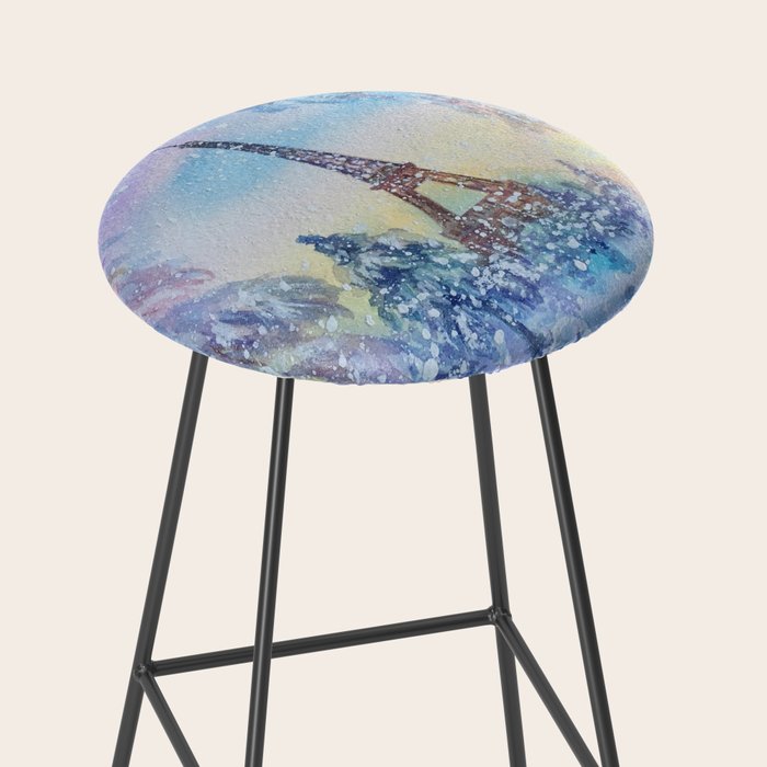 Snowy Parisian Christmas Watercolor Stool Gallery Image 2