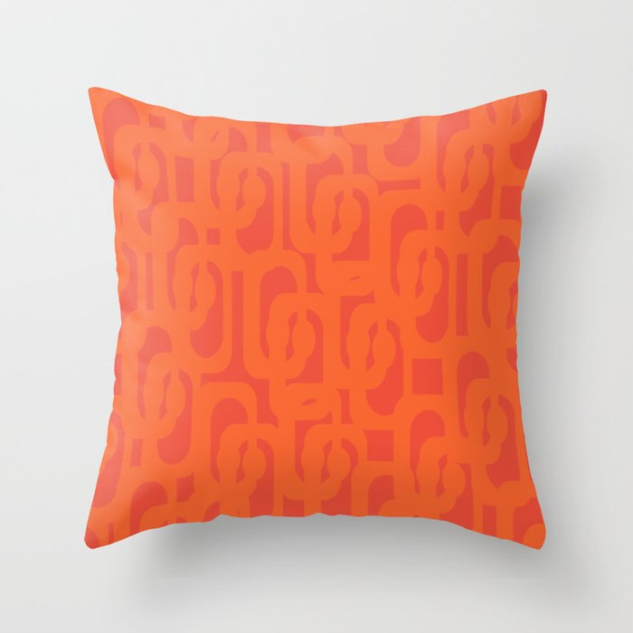 Orange Mid Century Modern Loop Pattern  Throw Pillow Gallery Image 6