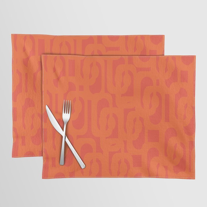 Orange Mid Century Modern Loop Pattern  Placemat Gallery Image 1