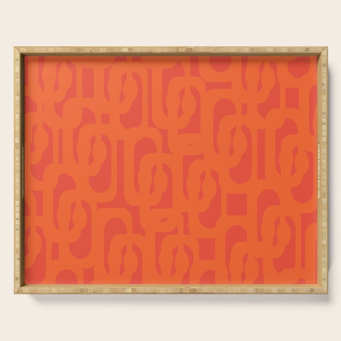 Orange Mid Century Modern Loop Pattern  Serving Tray Gallery Image 1