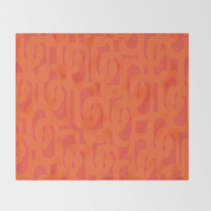 Orange Mid Century Modern Loop Pattern  Throw Blanket Gallery Image 2