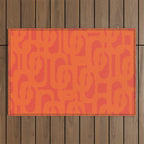 Orange Mid Century Modern Loop Pattern  Outdoor Rug Gallery Image 1