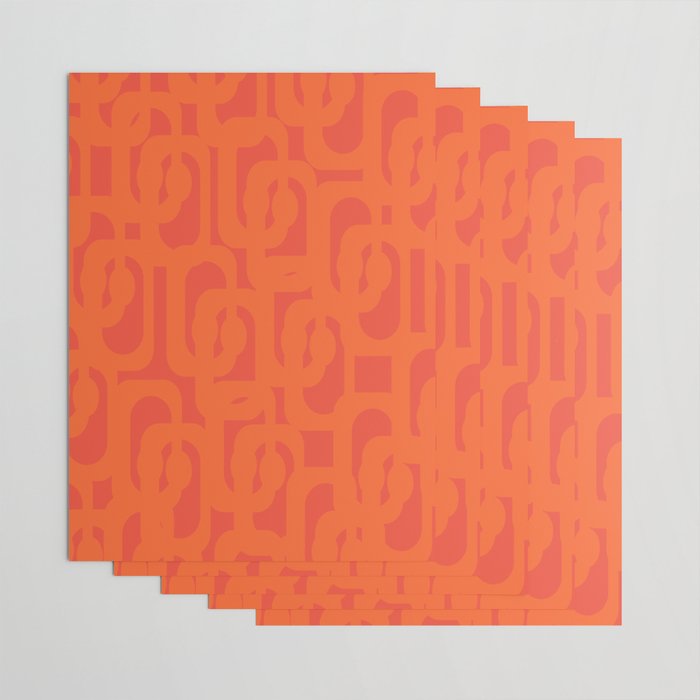 Orange Mid Century Modern Loop Pattern  Wrapping Paper Gallery Image 3