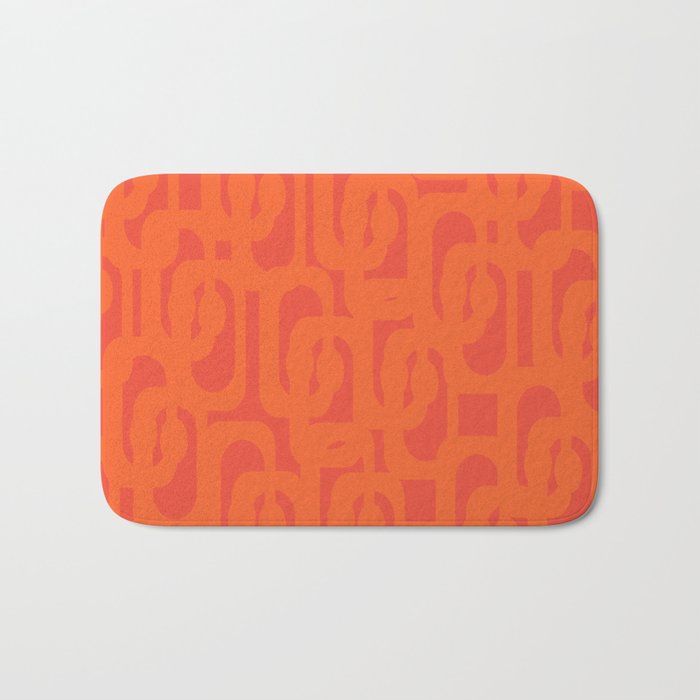 Orange Mid Century Modern Loop Pattern  Bath Mat Gallery Image 1