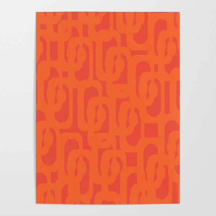 Orange Mid Century Modern Loop Pattern  Poster Gallery Image 1