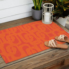 Orange Mid Century Modern Loop Pattern  Outdoor Rug Gallery Image 2