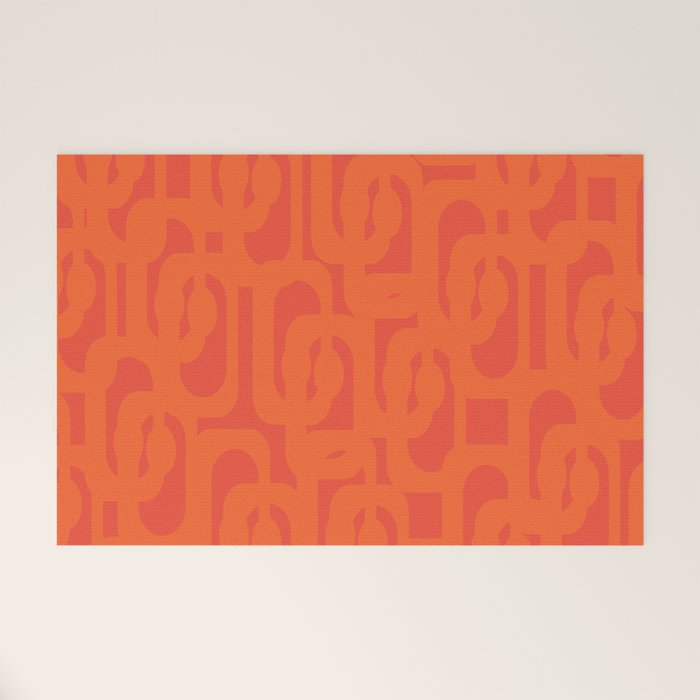 Orange Mid Century Modern Loop Pattern  Welcome Mat Gallery Image 1