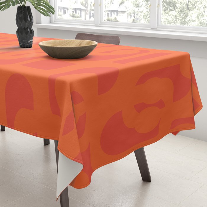 Orange Mid Century Modern Loop Pattern  Tablecloth Gallery Image 3
