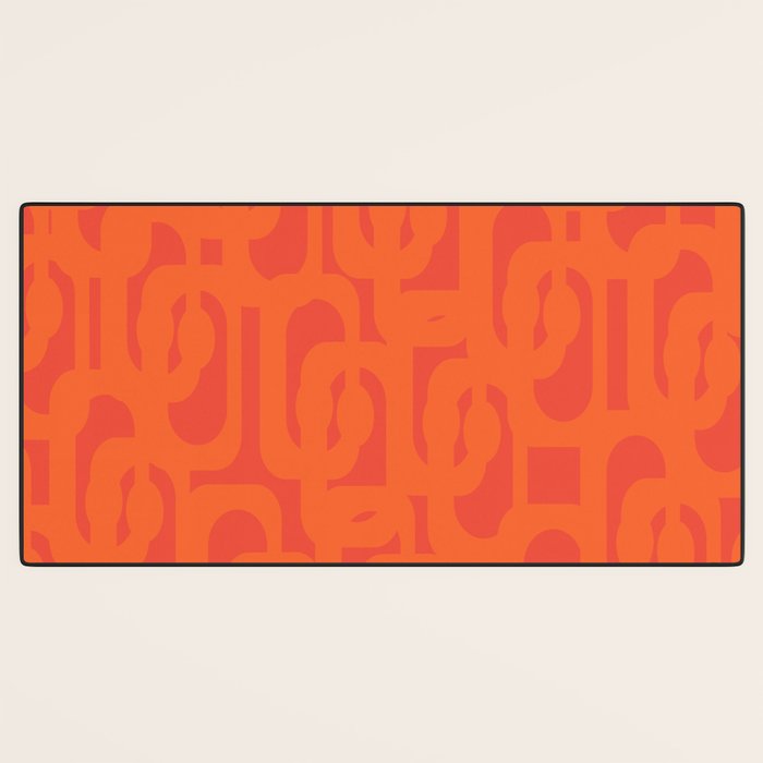 Orange Mid Century Modern Loop Pattern  Desk Mat Gallery Image 3