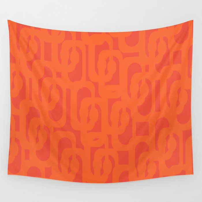 Orange Mid Century Modern Loop Pattern  Wall Tapestry Gallery Image 4