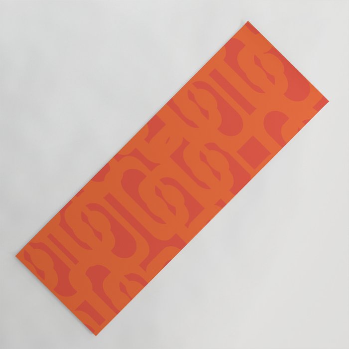 Orange Mid Century Modern Loop Pattern  Yoga Mat Gallery Image 1