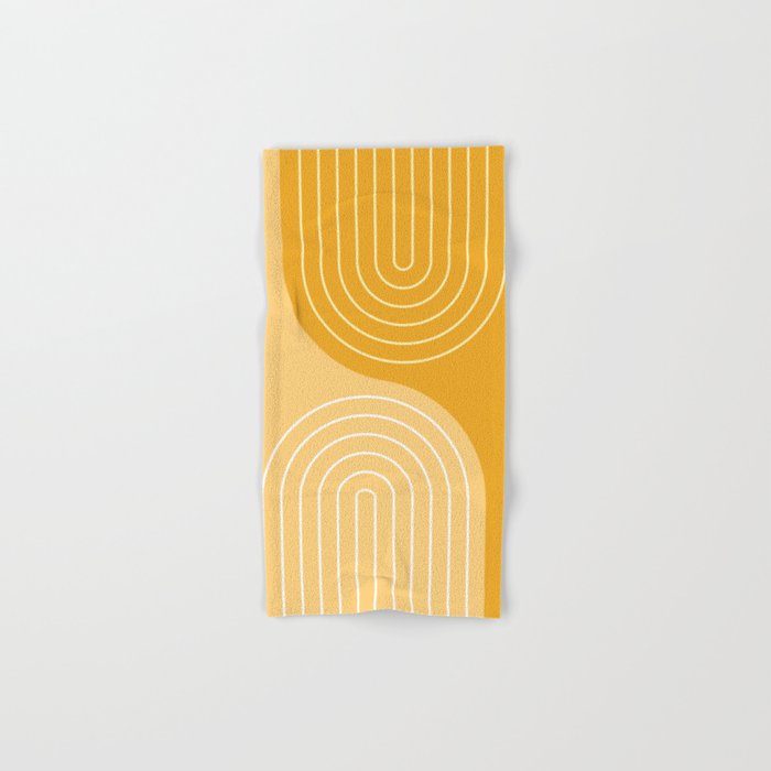 Geometric Lines Rainbow Abstract 11 in Mustard Yellow Gold Bath Towel Gallery Image 1