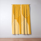 Geometric Lines Rainbow Abstract 11 in Mustard Yellow Gold Window Curtain Gallery Image 3
