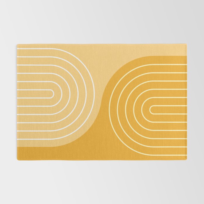 Geometric Lines Rainbow Abstract 11 in Mustard Yellow Gold Rug Gallery Image 2
