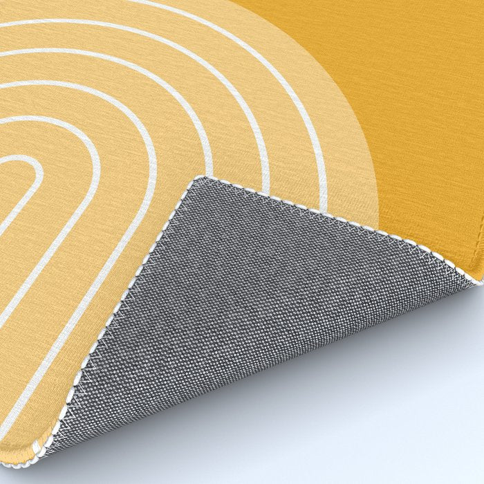 Geometric Lines Rainbow Abstract 11 in Mustard Yellow Gold Rug Gallery Image 4