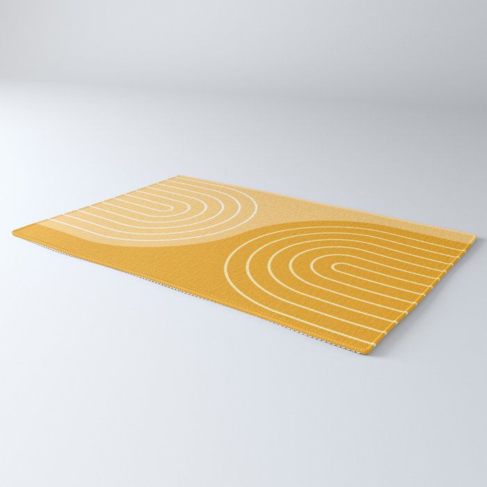 Geometric Lines Rainbow Abstract 11 in Mustard Yellow Gold Rug Gallery Image 3