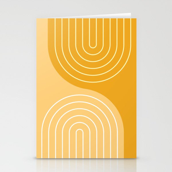 Geometric Lines Rainbow Abstract 11 in Mustard Yellow Gold Stationery Card Gallery Image 2