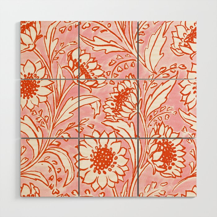 Sunflowers - pink and orange  Wood Wall Art Gallery Image 1