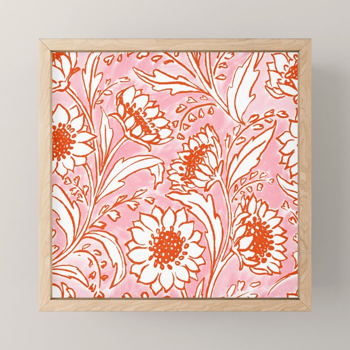 Sunflowers - pink and orange  Mini Art Print Gallery Image 1
