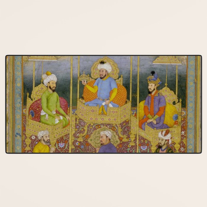 Antique Indian Miniature Painted Illustration Timur handing the crown to Babur Desk Mat Gallery Image 3