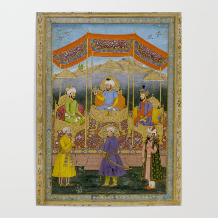 Antique Indian Miniature Painted Illustration Timur handing the crown to Babur Poster Gallery Image 4