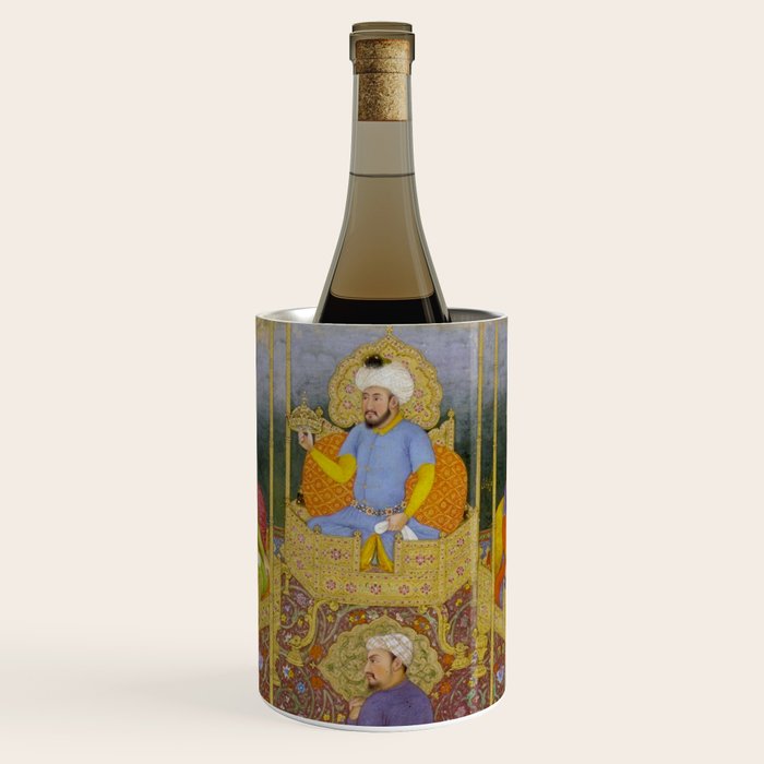 Antique Indian Miniature Painted Illustration Timur handing the crown to Babur Wine Chiller Gallery Image 1