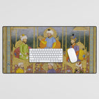 Antique Indian Miniature Painted Illustration Timur handing the crown to Babur Desk Mat Gallery Image 1