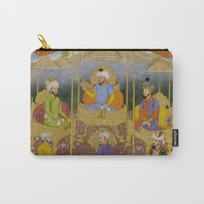 Antique Indian Miniature Painted Illustration Timur handing the crown to Babur Carry All Pouch Gallery Image 1