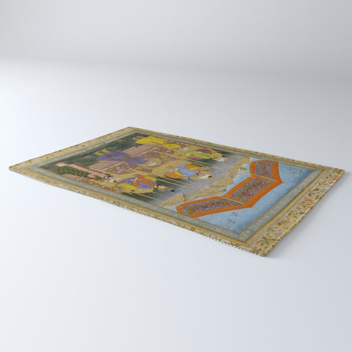 Antique Indian Miniature Painted Illustration Timur handing the crown to Babur Rug Gallery Image 3