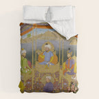 Antique Indian Miniature Painted Illustration Timur handing the crown to Babur Comforter Gallery Image 6