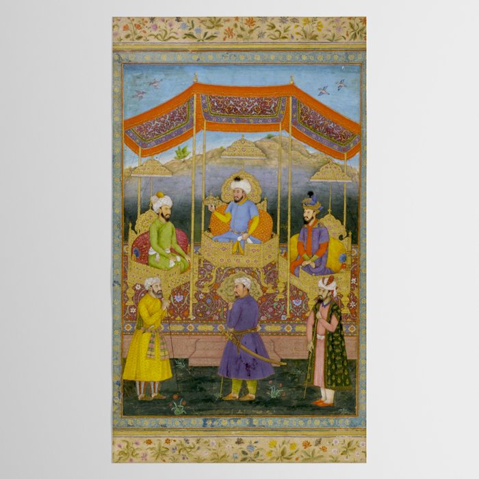 Antique Indian Miniature Painted Illustration Timur handing the crown to Babur Tablecloth Gallery Image 2