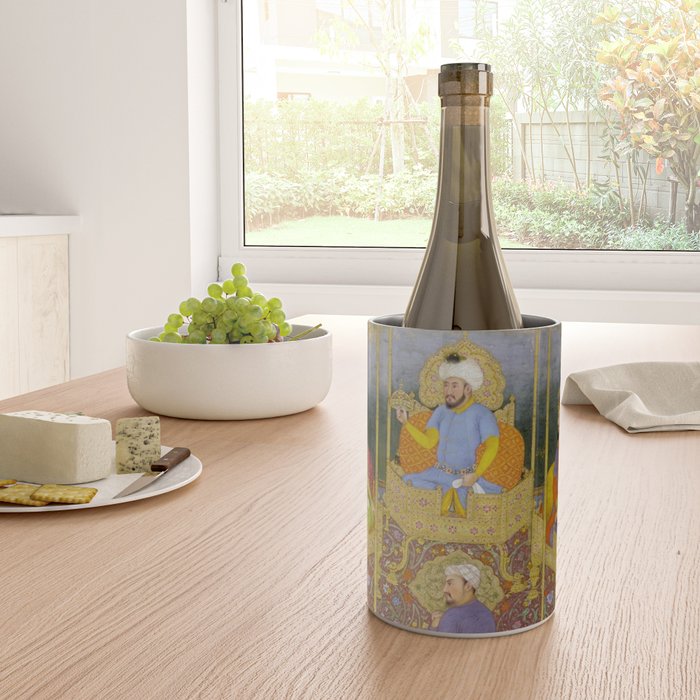 Antique Indian Miniature Painted Illustration Timur handing the crown to Babur Wine Chiller Gallery Image 4