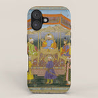 Antique Indian Miniature Painted Illustration Timur handing the crown to Babur iPhone Case Gallery Image 1