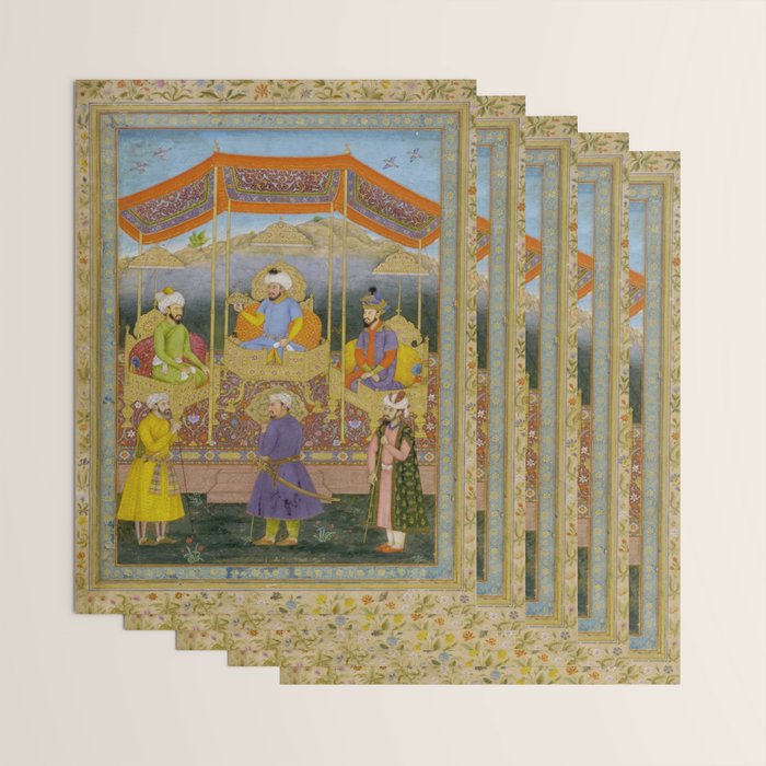 Antique Indian Miniature Painted Illustration Timur handing the crown to Babur Wrapping Paper Gallery Image 3