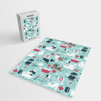 Veterinary medicine, happy and healthy friends // aqua background Jigsaw Puzzle Gallery Image 2