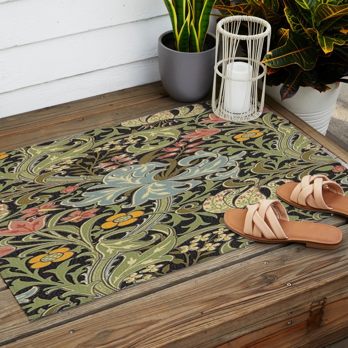 William Morris floral design  Outdoor Rug Gallery Image 2