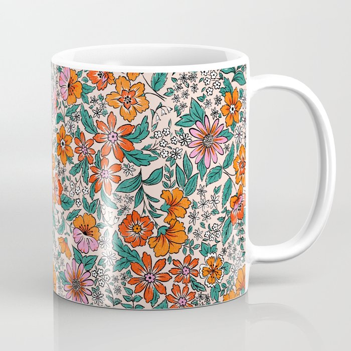 Posey - pink, orange, and teal Coffee Mug Gallery Image 1