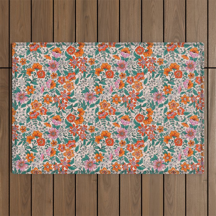 Posey - pink, orange, and teal Outdoor Rug Gallery Image 1