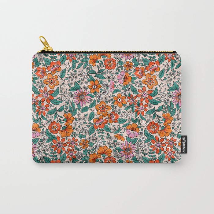 Posey - pink, orange, and teal Carry All Pouch Gallery Image 1