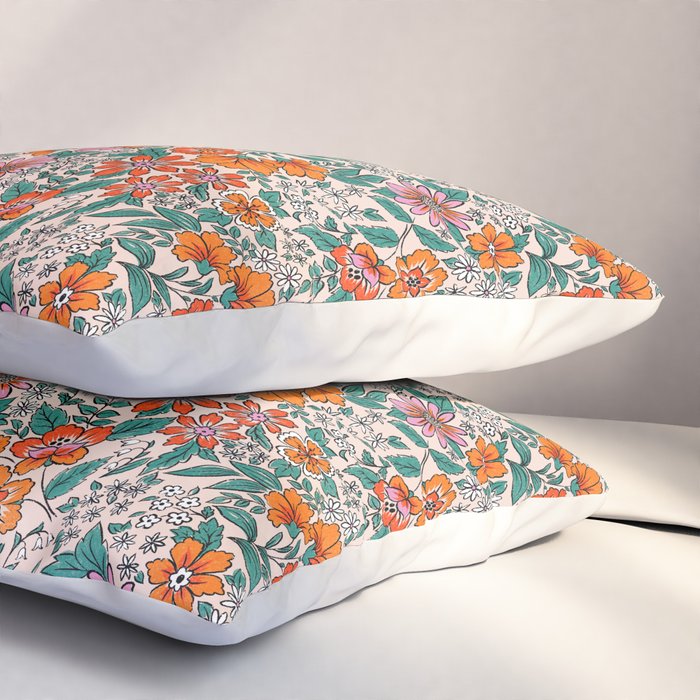Posey - pink, orange, and teal Pillow Sham Gallery Image 3