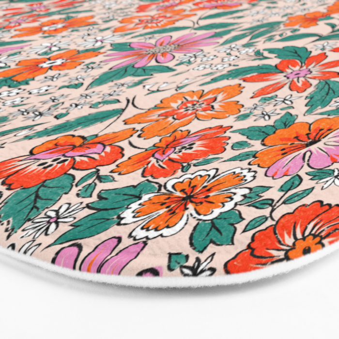 Posey - pink, orange, and teal Bath Mat Gallery Image 3