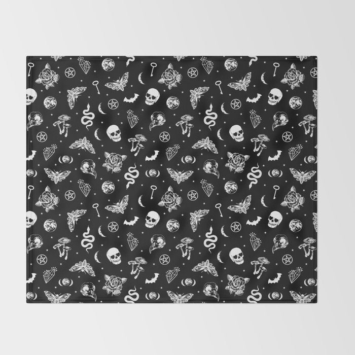 Witchcraft B&W Throw Blanket Gallery Image 2
