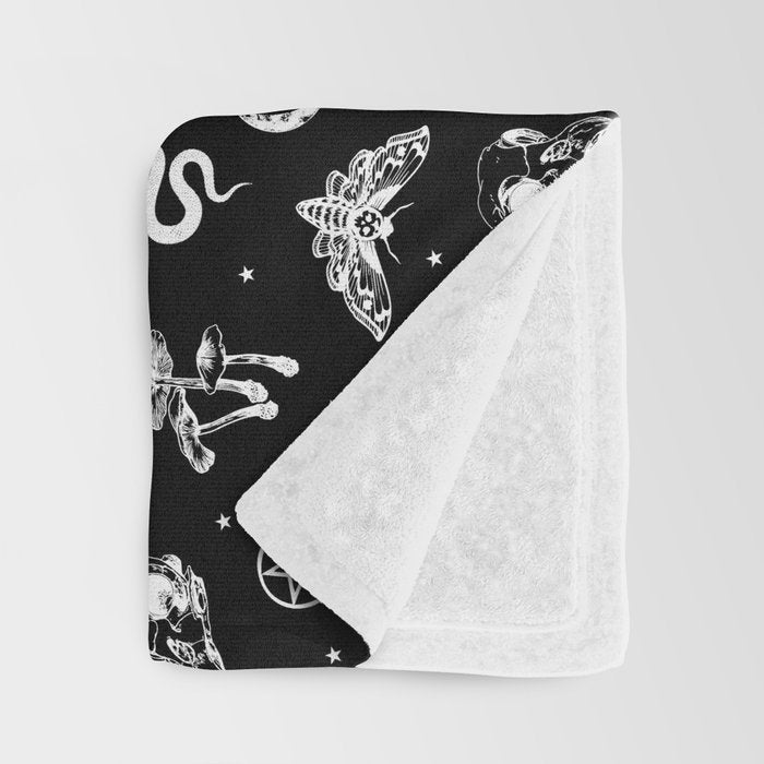 Witchcraft B&W Throw Blanket Gallery Image 3