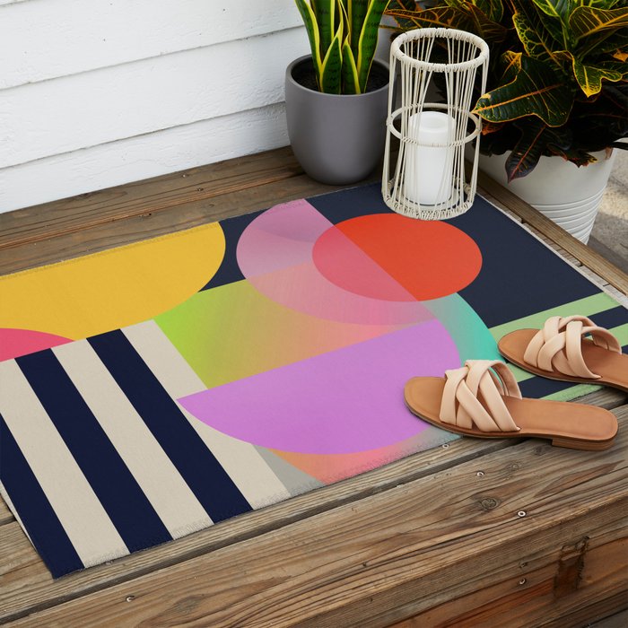 Abstract Geometric Shapes 212 Outdoor Rug Gallery Image 2