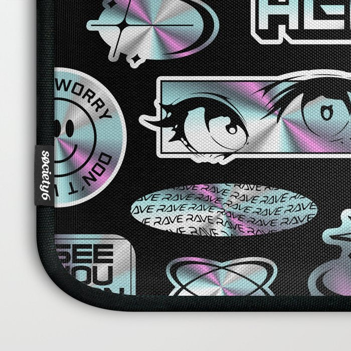Retro holographic Y2K sticker pattern Laptop Sleeve Gallery Image 3