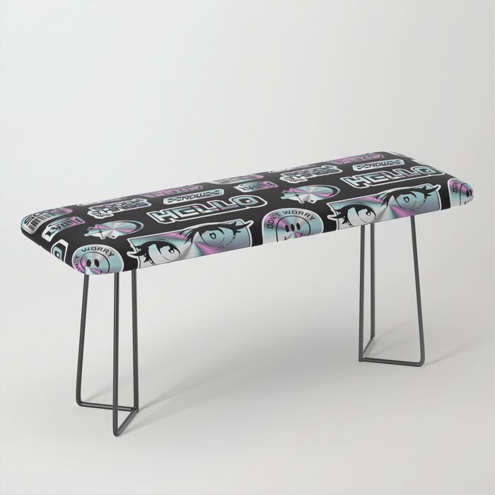 Retro holographic Y2K sticker pattern Bench Gallery Image 1