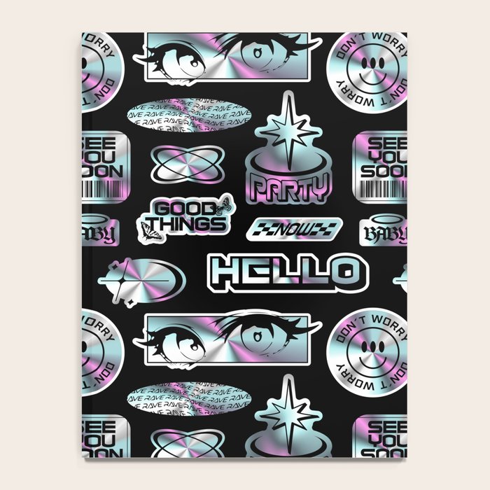 Retro holographic Y2K sticker pattern Notebook Gallery Image 4