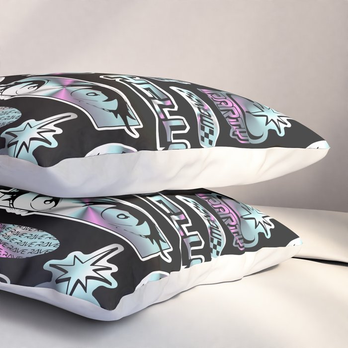 Retro holographic Y2K sticker pattern Pillow Sham Gallery Image 3