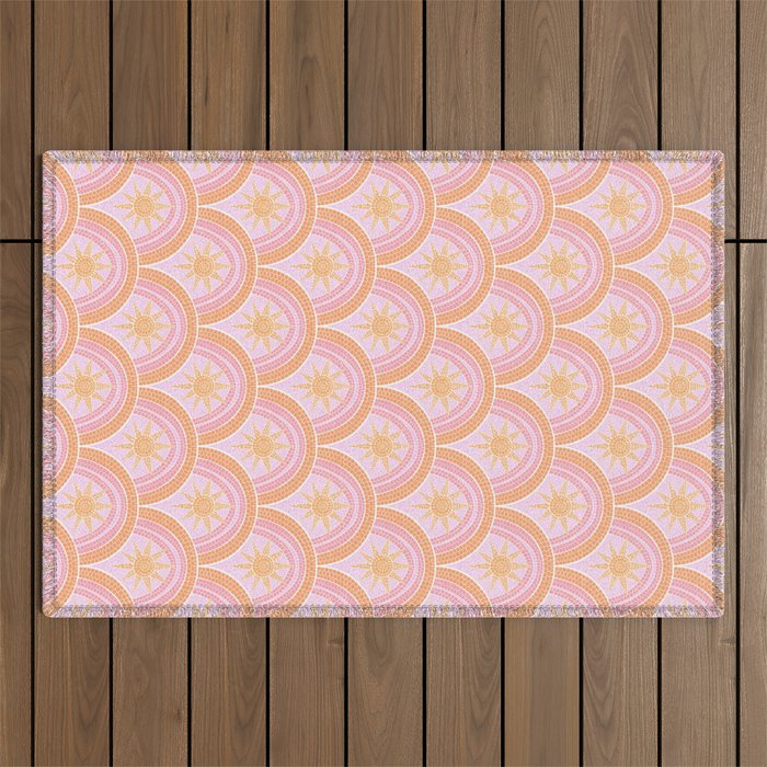 Bohemian Sunburst Mosaic Outdoor Rug Gallery Image 1